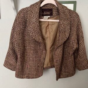 Live a Little Textured Brown Cropped Jacket Size Lg